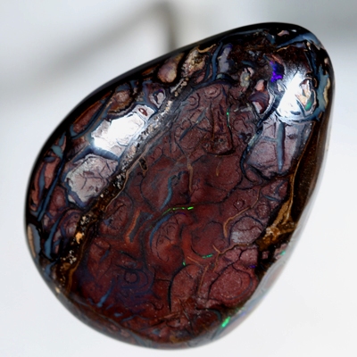 SOLID BOULDER OPAL HUGE 46ct Sparkling green and purple amongst patterned boulder opal SEE VIDEO
